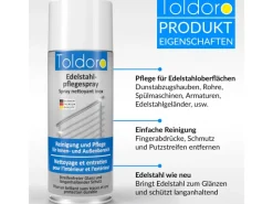 Hot Toldoro Set 12x Edelstahl Pflegespray 400ml  Edelstahlreiniger für Küche oder Grill Edelstahlpflege Spray als Reinigungsmittel oder Metallreiniger