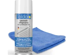 Toldoro Set 1x Edelstahl Pflegespray 400ml Edelstahlreiniger für Küche oder Grill Edelstahlpflege Spray als Reinigungsmittel oder Metallreiniger< Kühlschränke