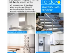 Toldoro Set 1x Edelstahl Pflegespray 400ml  Edelstahlreiniger für Küche oder Grill Edelstahlpflege Spray als Reinigungsmittel oder Metallreiniger< Kühlschränke