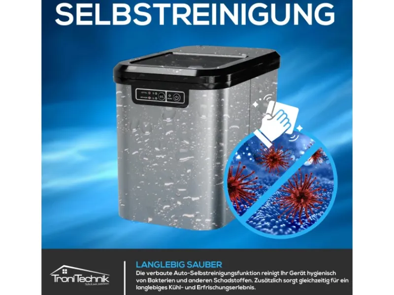 Tronitechnik Eiswürfelmaschine Ice Maker Eiswürfelbereiter Silber Edelstahl< Haushaltsgeräte