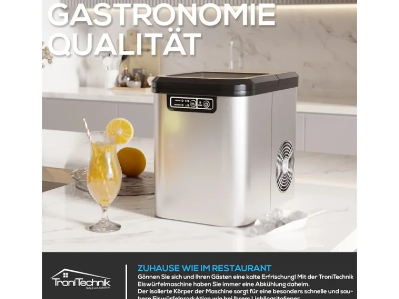 Tronitechnik Eiswürfelmaschine Ice Maker Eiswürfelbereiter Silber Edelstahl< Haushaltsgeräte