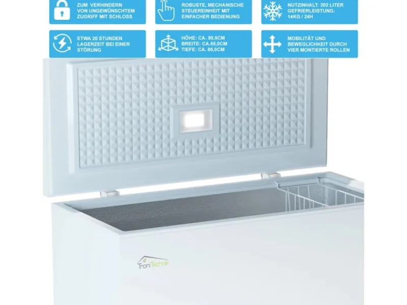 Tronitechnik Gefrierschränke|Kühlschränke<Gefriertruhe Kühltruhe Borgar Pro Mit 2In1 Gefrier- Und Kühlfunktion | 210 Liter 223Kwh/Jahr | Led-Licht