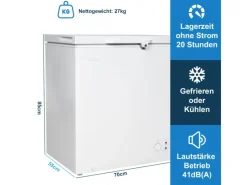 Tronitechnik Gefriertruhe Kühltruhe Borgar Pro Mit 2In1 Gefrier- Und Kühlfunktion | 160 Liter 184Kwh/Jahr Led Griff< Gefrierschränke
