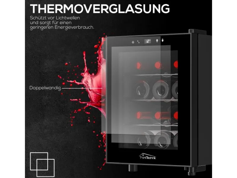 Tronitechnik Weinkühlschrank Bordeaux Getränkekühlschrank 31 Liter 12 Flaschen< Kühlschränke