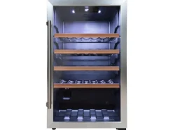 Tronitechnik Weinkühlschrank Getraenkekühlschrank 126 Liter 63 Flaschen Wein Kühlschrank Edelstahl-Optik Mit Led< Kühlschränke