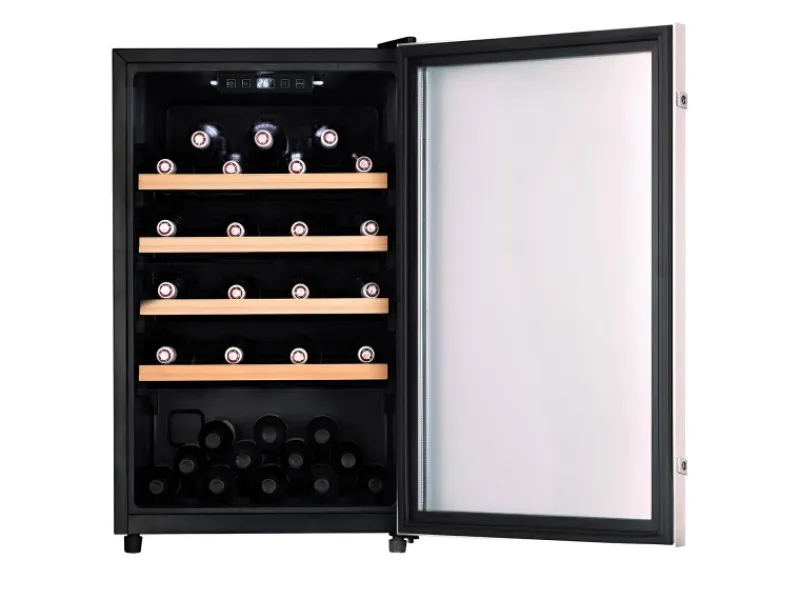 Tronitechnik Weinkühlschrank Getraenkekühlschrank 126 Liter 63 Flaschen Wein Kühlschrank Edelstahl-Optik Mit Led< Kühlschränke
