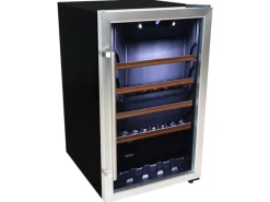 Tronitechnik Weinkühlschrank Getraenkekühlschrank 126 Liter 63 Flaschen Wein Kühlschrank Edelstahl-Optik Mit Led< Kühlschränke