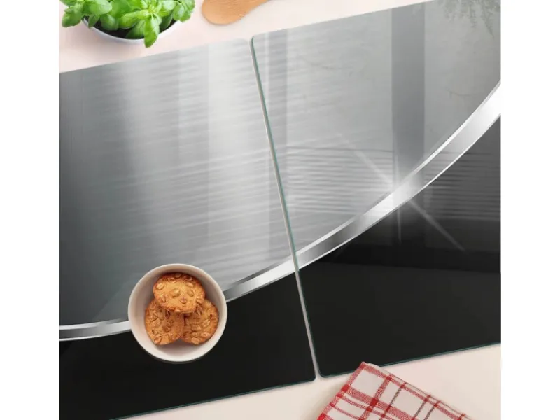 Tulup Herdabdeckplatte SET aus 2 Stück 40x52 cm Glas-Servierbrett Küchenutensilien Schutzplatte Spritzschutz Textur< Herdabdeckungen