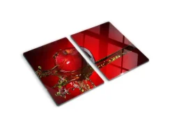 Tulup Herdabdeckplatte SET aus 2 Stück 40x52 cm Schneidebrett Glas Schutzplatte Küchenutensilien Apfel und Wasser< Schneidebretter|Herdabdeckungen