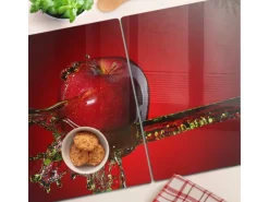 Tulup Herdabdeckplatte SET aus 2 Stück 40x52 cm Schneidebrett Glas Schutzplatte Küchenutensilien Apfel und Wasser< Schneidebretter|Herdabdeckungen