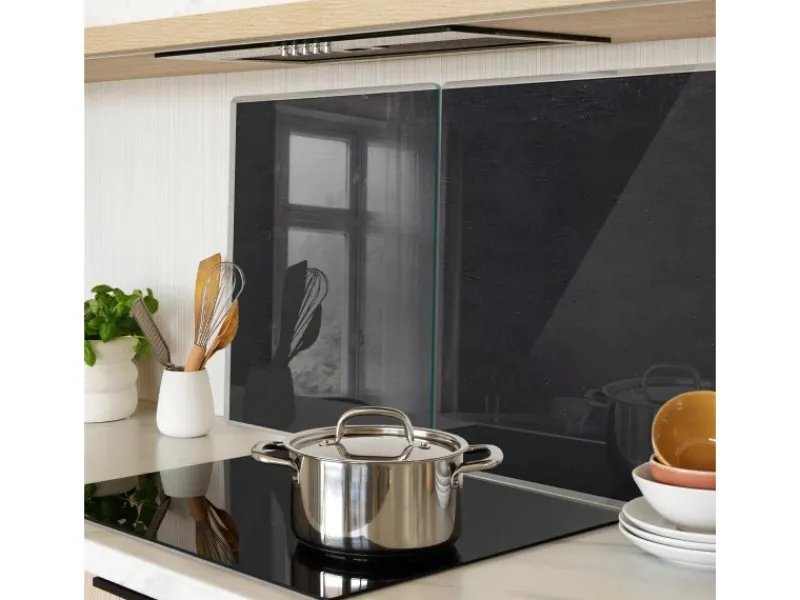 Schneidebretter|Herdabdeckungen<Tulup Herdabdeckplatte SET aus 2 Stück 40x52 cm Schneidebrett aus Glas Küchenutensilien Spritzschutz Anschlagtafel