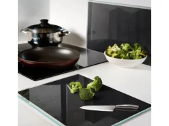 Schneidebretter|Herdabdeckungen<Tulup Herdabdeckplatte SET aus 2 Stück 40x52 cm Schneidebrett aus Glas Küchenutensilien Spritzschutz Anschlagtafel