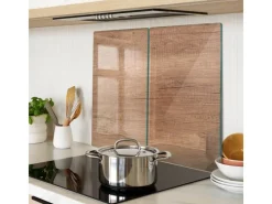 Clearance Tulup Herdabdeckplatte SET aus 2 Stück 30x52 cm Schneidebrett aus Glas Schutzplatte Küchenutensilien Abdeckung Holz Braun