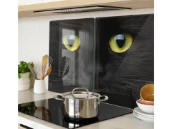 Online Tulup Herdabdeckplatte SET aus 2 Stück 40x52 cm Schneidebrett aus Glas Schutzplatte Küchenutensilien Katzenaugen Schwarz