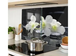 Schneidebretter|Kochfelder<Tulup Herdabdeckplatte SET aus 2 Stück 40x52 cm Schneidebrett Glas Schutzplatte Küchenutensilien Abdeckung Orchidee