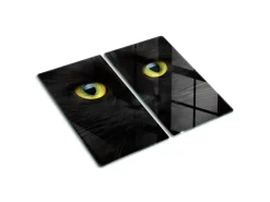 Clearance Tulup Herdabdeckplatte SET aus 2 Stück 30x52 cm Schneidebrett Glas Schutzplatte Küchenutensilien Katzenaugen Schwarz
