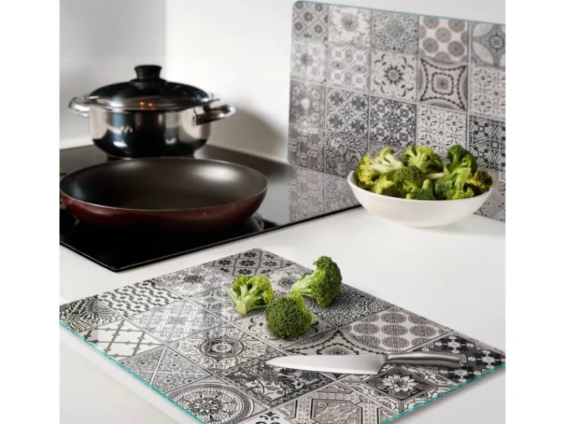 Tulup Herdabdeckplatte SET aus 2 Stück 40x52 cm Schneidebrett Glas Schutzplatte Küchenutensilien Keramikfliesen< Herdabdeckungen|Herde