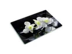Schneidebretter<Tulup Herdabdeckplatte 80x52 cm Schneidebrett aus Glas Schutzplatte Küchenutensilien Spritzschutz Abdeckung Orchidee
