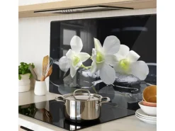 Schneidebretter<Tulup Herdabdeckplatte 80x52 cm Schneidebrett aus Glas Schutzplatte Küchenutensilien Spritzschutz Abdeckung Orchidee