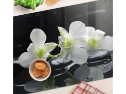 Schneidebretter<Tulup Herdabdeckplatte 80x52 cm Schneidebrett aus Glas Schutzplatte Küchenutensilien Spritzschutz Abdeckung Orchidee