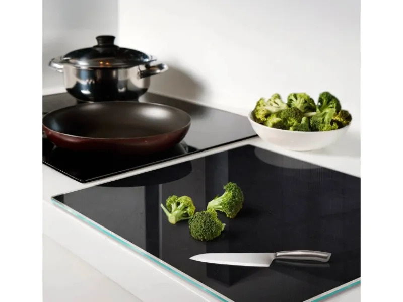 Online Tulup Herdabdeckplatte 60x52 cm Schneidebrett aus Glas Schutzplatte Küchenutensilien Spritzschutz Anschlagtafel Schwarz