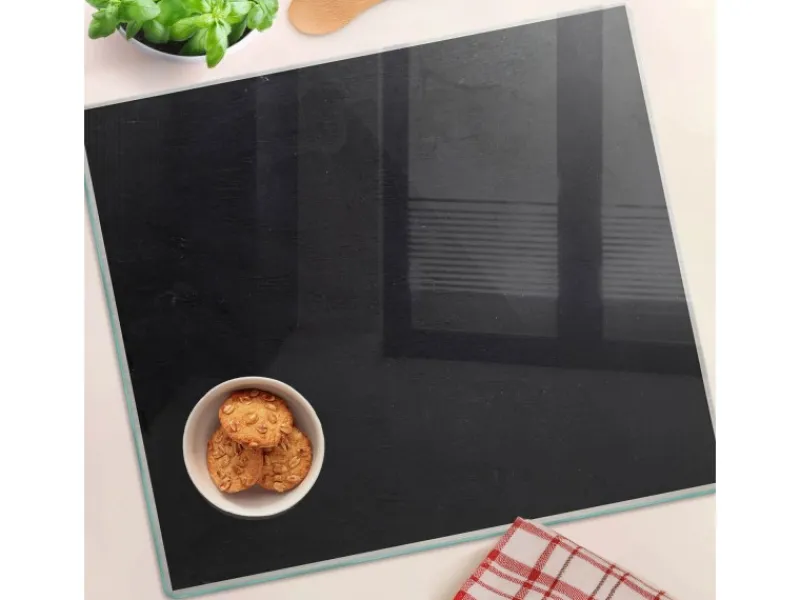 Online Tulup Herdabdeckplatte 60x52 cm Schneidebrett aus Glas Schutzplatte Küchenutensilien Spritzschutz Anschlagtafel Schwarz