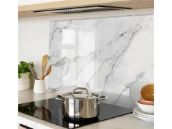 Best Tulup Herdabdeckplatte 80x52 cm Schneidebrett Glas Schutzplatte Küchenutensilien Spritzschutz Abdeckung Marmor Weiß