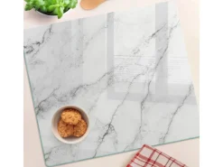 Tulup Herdabdeckplatte 60x52 cm Glas-Servierbrett Küchenutensilien Schutzplatte Spritzschutz Abdeckung Marmor< Herdabdeckungen