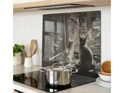 Tulup Herdabdeckplatte 60x52 cm Schneidebrett aus Glas Küchenutensilien Spritzschutz Abdeckung Katzen im Fenster< Herdabdeckungen