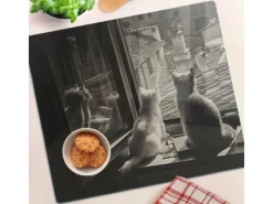 Tulup Herdabdeckplatte 60x52 cm Schneidebrett aus Glas Küchenutensilien Spritzschutz Abdeckung Katzen im Fenster< Herdabdeckungen