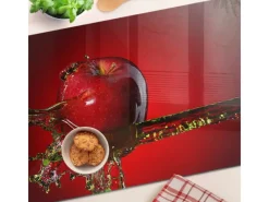 Online Tulup Herdabdeckplatte 80x52 cm Schneidebrett aus Glas Schutzplatte Küchenutensilien Spritzschutz Apfel und Wasser Rot