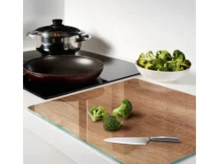 Herdabdeckungen<Tulup Herdabdeckplatte 60x52 cm Glas-Servierbrett Küchenutensilien Schutzplatte Spritzschutz Abdeckung Holz