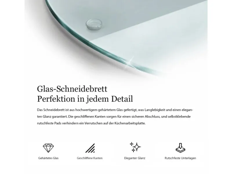 Discount Tulup Schneidebrett Glas Schneidebrett Transparent 30x30 cm Rundes Schneidebrett Transparente Schneidebrett