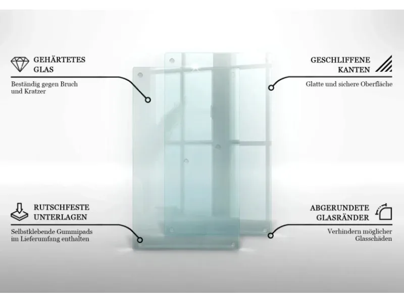 Tulup Schneidebrett Küchen Schneidebrett Glas 80x52 cm Rechteckiges Schneidebrett Glas Schneidebrett Transparent< Schneidebretter|Herdabdeckungen