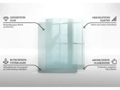 Tulup Schneidebrett Rutschfestes Schneidebrett Glas 52x30 cm Rechteckiges Schneidebrett Durchsichtiges Schneidebrett