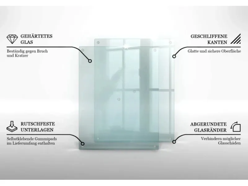 Tulup Schneidebrett Rutschfestes Schneidebrett Glas 52x30 cm Rechteckiges Schneidebrett Durchsichtiges Schneidebrett