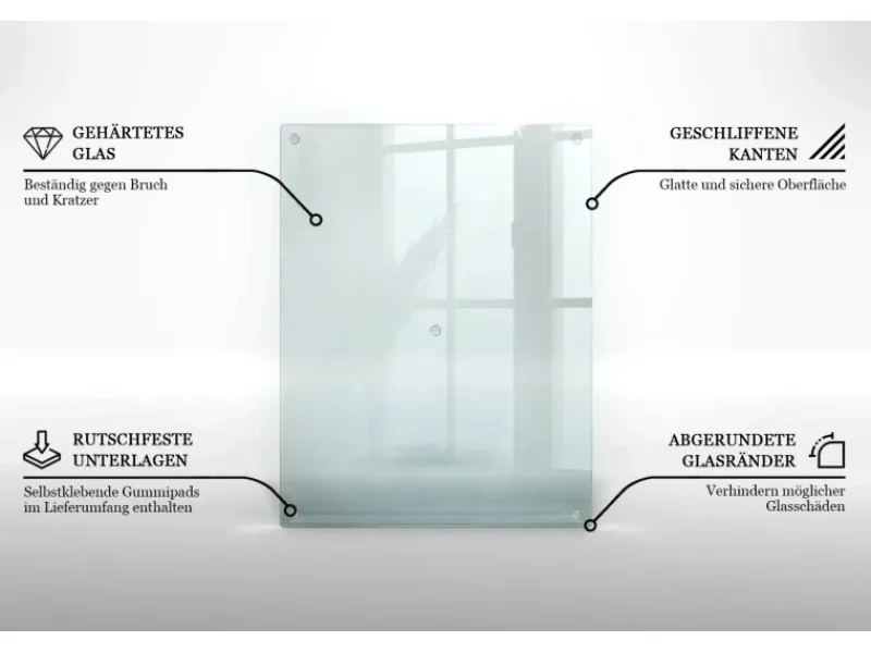 Outlet Tulup Schneidebrett Transparente Schneidebrett 52x40 cm Rechteckiges Schneidebrett Rutschfestes Schneidebrett Glas