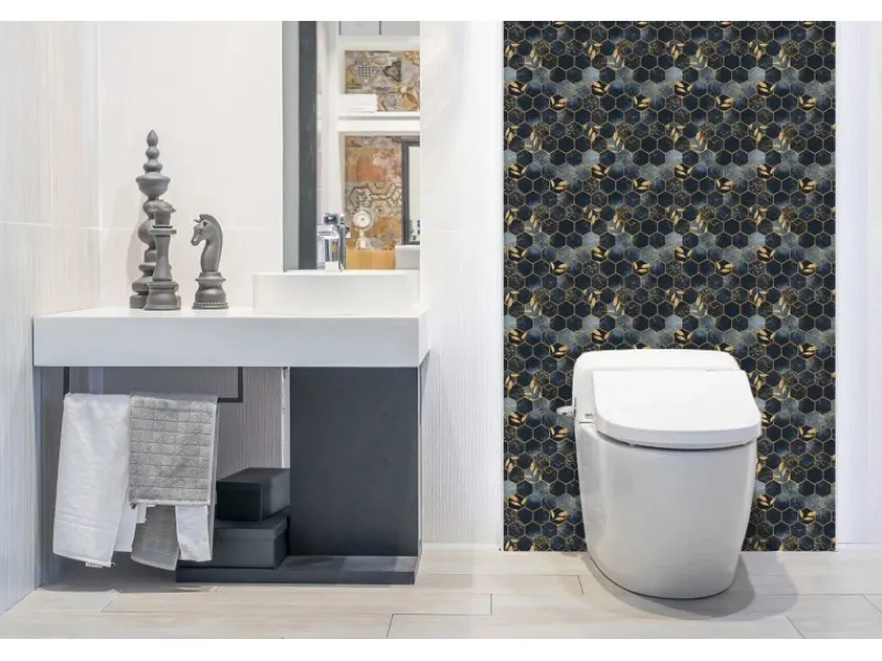 Küchenrückwände<Tulup Wandpaneel Bleche und Sechsecke Wandverkleidung Innen 100x50 cm Wandverkleidung Selbstklebend Wandverkleidung Modern