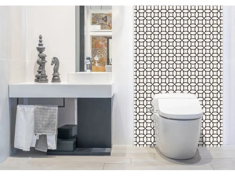 Küchenrückwände<Tulup Wandpaneel Geometrische Kreise Wandpaneel Selbstklebend 100x50 cm Wandverkleidung Innen Vinyl Wandverkleidung Selbstklebend