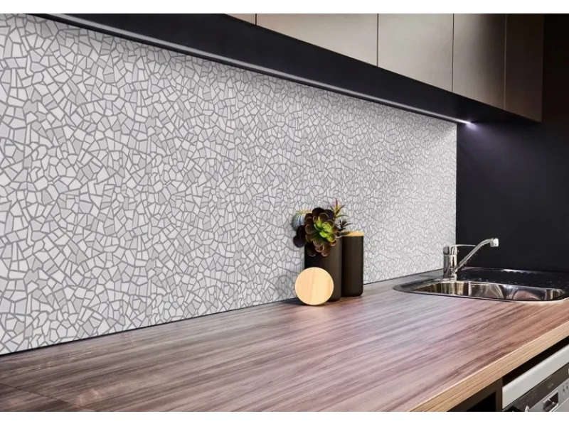 Tulup Wandpaneel Graues Mosaik Wandverkleidung Paneel 100x50 cm PVC Wandpaneel Wandverkleidung Innen< Küchenrückwände