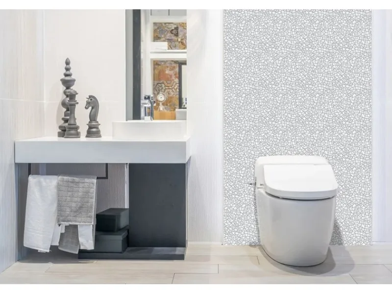 Tulup Wandpaneel Graues Mosaik Wandverkleidung Paneel 100x50 cm PVC Wandpaneel Wandverkleidung Innen< Küchenrückwände