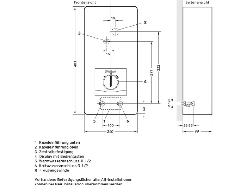 Vaillant Durchlauferhitzer<Durchlauferhitzer VEDE18/8PRO Elektronisch 18 kW