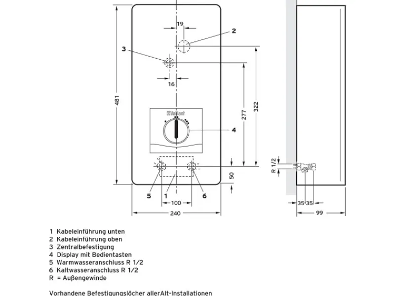 Vaillant Durchlauferhitzer<Durchlauferhitzer VED E 21/8 PRO Weiß