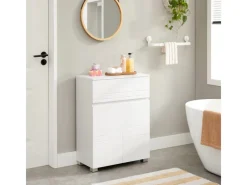 Clearance Vasagle Badezimmerschrank mit Schublade und Regal 30 cm x 60 cm x 80 cm Weiß