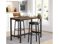 Kücheninseln<Vasagle Barhocker 2er Set mit PU-Bezug Braun-Schwarz