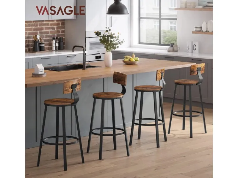 Kücheninseln<Vasagle Barhocker 2er Set Braun-Schwarz