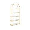Küchenregale<Vasagle Bücherregal 5 Ablagen Hartglas 30,2 cm x 83 cm x 183,5 cm Gold