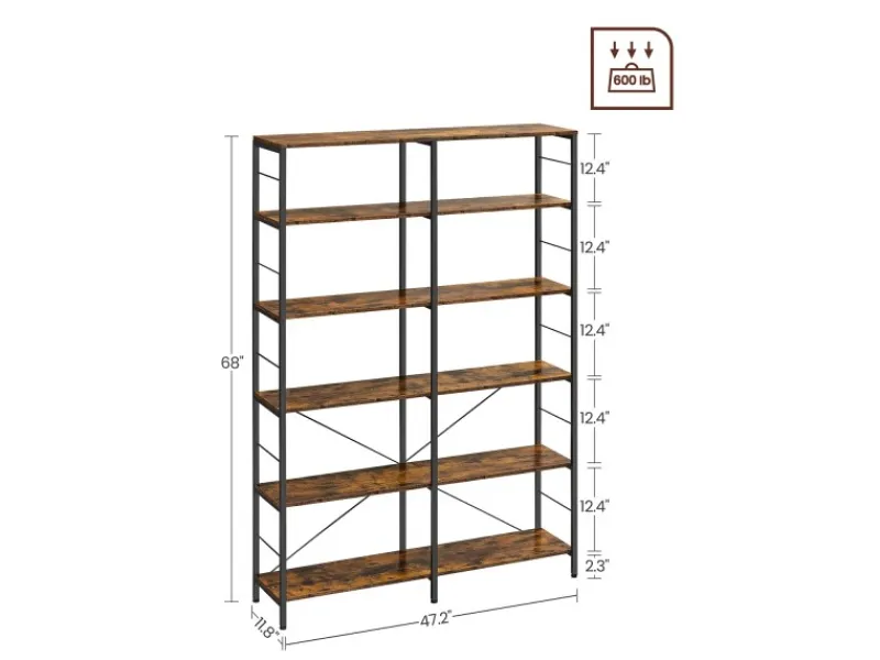 Vasagle Bücherregal 9 Fächern 30 cm x 120 cm x 175,2 cm Braun-Schwarz< Küchenregale