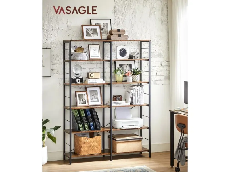 Vasagle Bücherregal 9 Fächern 30 cm x 120 cm x 175,2 cm Braun-Schwarz< Küchenregale
