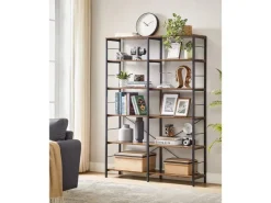 Vasagle Bücherregal 9 Fächern 30 cm x 120 cm x 175,2 cm Braun-Schwarz< Küchenregale